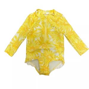 Girls Carter's Swimsuit Yellow Floral Rash Guard UPF/SPF 50